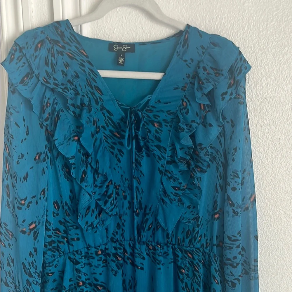 Jessica Simpson Blue Ruffle Tunic - Picture 1 of 6